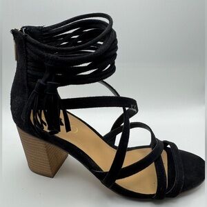 XOXO Black Suede Strappy Heels